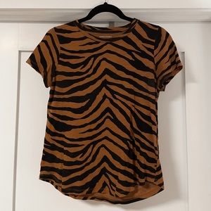 Banana Republic Brown Animal Print/ Striped Tee